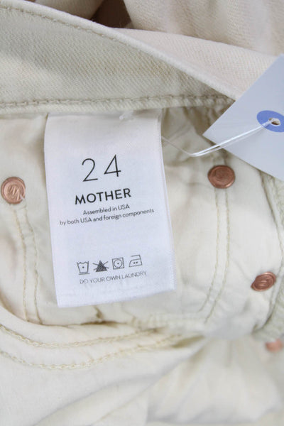 Mother Women's High Waist Five Pocket Straight Leg Jean Pants Beige Size 24