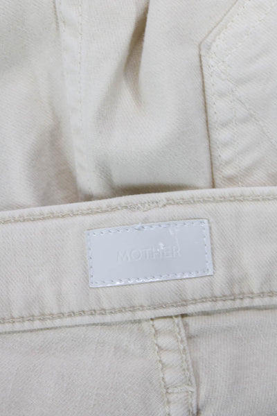 Mother Women's High Waist Five Pocket Straight Leg Jean Pants Beige Size 24
