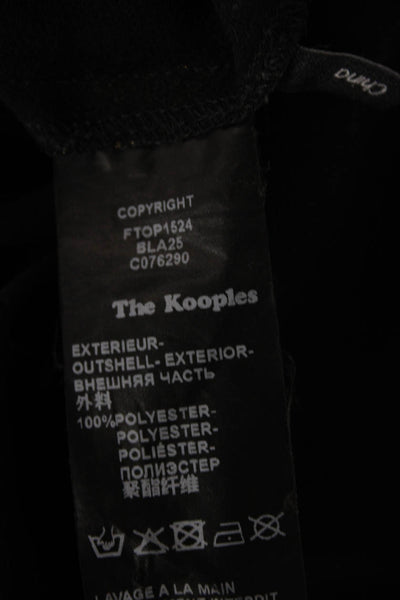 The Kooples Womens Textured Scoop Neck Long Sleeve Pattern Blouse Black Size S