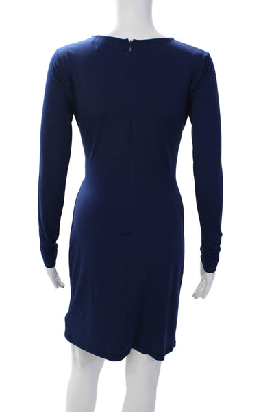 Michael Michael Kors Womens Long Sleeves Ruched Dress Navy Blue Size Extra Small