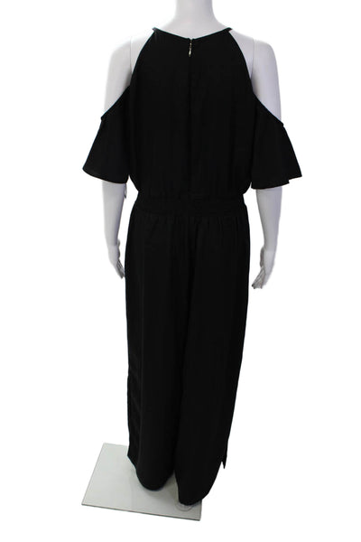 Thalia Sodi Womens Cold Shoulder Short Sleeves Wide Leg Jumpsuit Black Size Medi