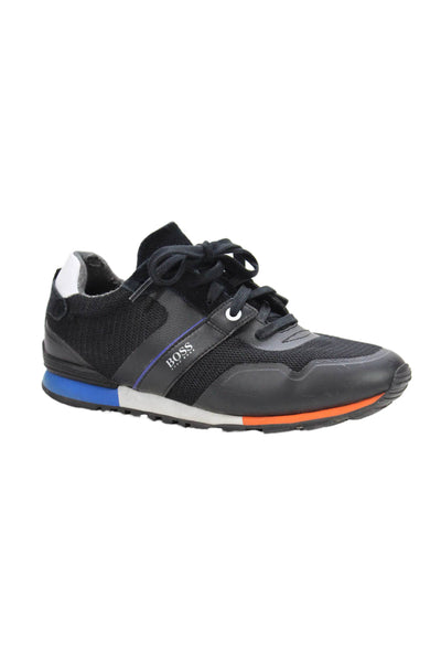 BOSS Mens Textured Lace Up Lined Low Top Sneakers Black Size EUR 39
