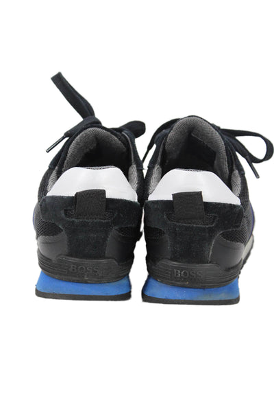 BOSS Mens Textured Lace Up Lined Low Top Sneakers Black Size EUR 39