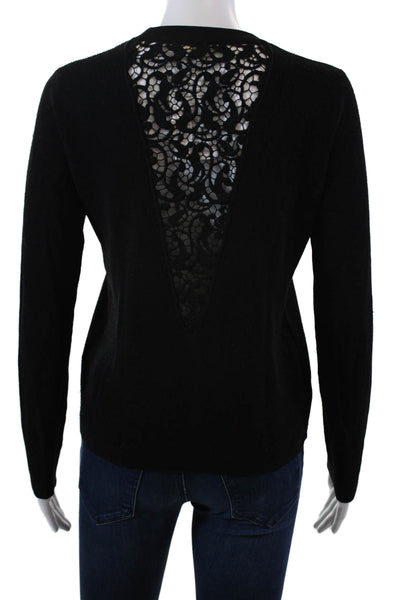 ALC Womens Merino Wool Long Sleeve Round Neck Pullover Sweater Black Size S
