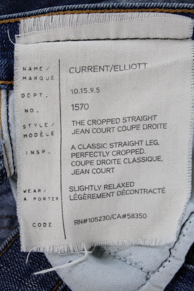 Current/Elliott Womens Cotton Zip Button Straight Leg Jeans Blue Size EUR 26