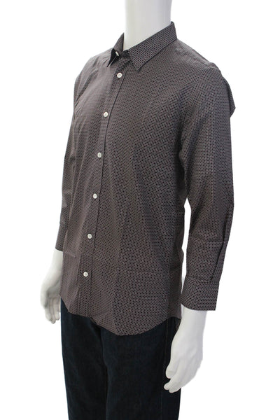 Paul & Joe Mens Cotton Long Sleeve Button Down Pattern Shirt Brown Size S