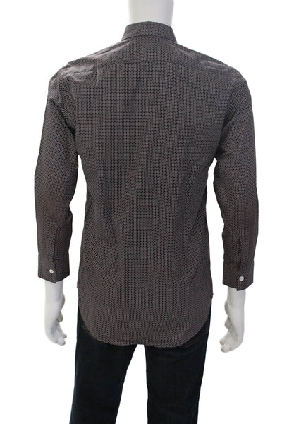Paul & Joe Mens Cotton Long Sleeve Button Down Pattern Shirt Brown Size S