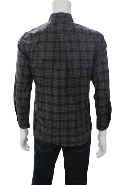 Billy Reid Mens Cotton Long Sleeve Plaid Button Up Shirt Gray Size S