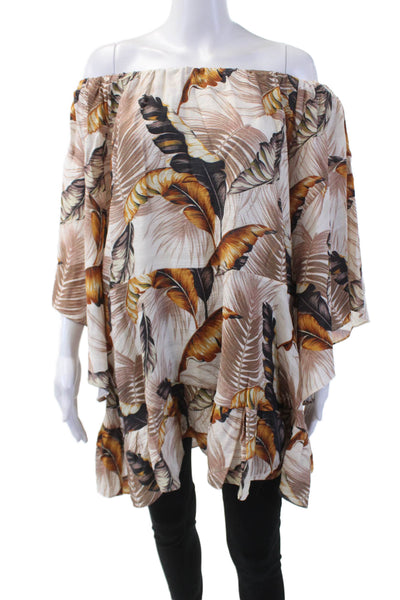 Anne Fontaine Women's Off The Shoulder 3/4 Sleeves Ruffle Floral Tunic Size S