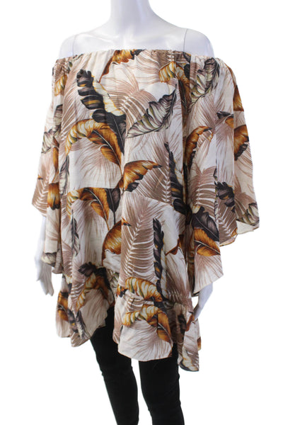 Anne Fontaine Women's Off The Shoulder 3/4 Sleeves Ruffle Floral Tunic Size S