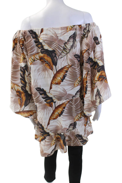 Anne Fontaine Women's Off The Shoulder 3/4 Sleeves Ruffle Floral Tunic Size S