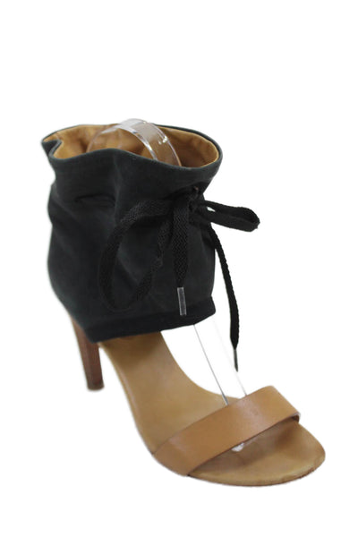 See by Chloe Womens Leather Ankle Strap Sandal Heels Black Brown Size 35.5 5.5