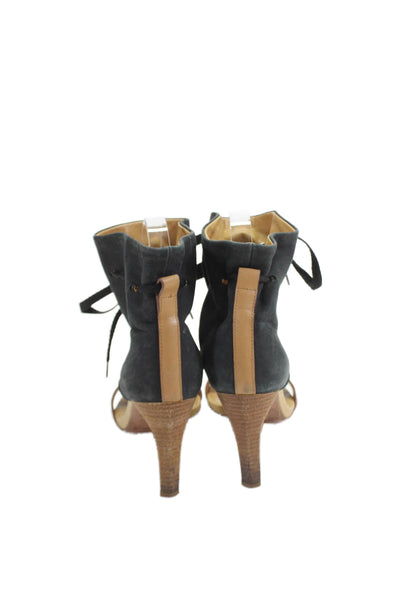 See by Chloe Womens Leather Ankle Strap Sandal Heels Black Brown Size 35.5 5.5