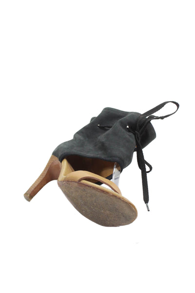 See by Chloe Womens Leather Ankle Strap Sandal Heels Black Brown Size 35.5 5.5
