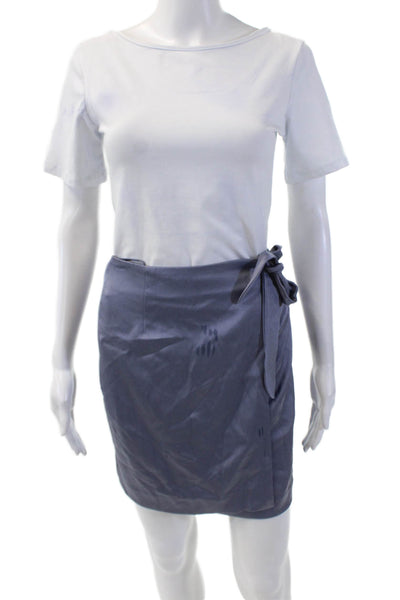 Kimberly Taylor Womens Tie Closure Eliana Mini Wrap Skirt Steel Blue Size Small