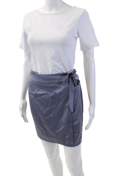 Kimberly Taylor Womens Tie Closure Eliana Mini Wrap Skirt Steel Blue Size Small