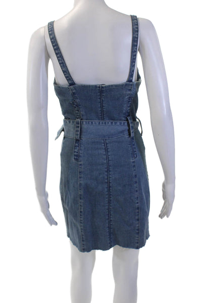 Finders Keepers Womens Denim Button Down Sleeveless Belted Dress Blue Size 4