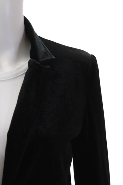 inTempo Firenze Womens Collared Single Button Velvet Blazer Black Size S