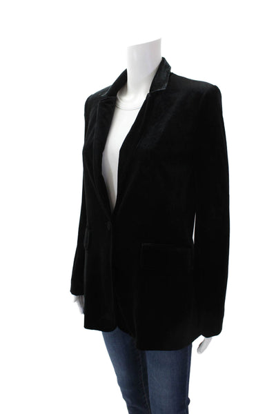 inTempo Firenze Womens Collared Single Button Velvet Blazer Black Size S