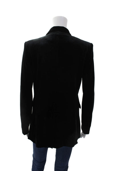 inTempo Firenze Womens Collared Single Button Velvet Blazer Black Size S