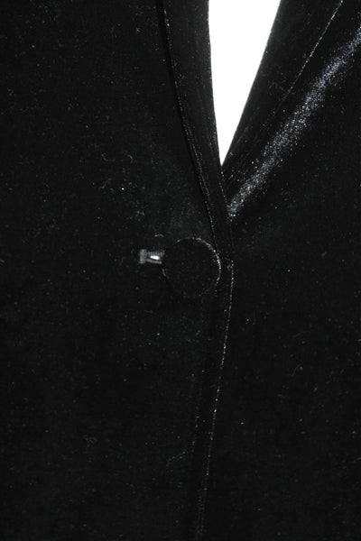inTempo Firenze Womens Collared Single Button Velvet Blazer Black Size S