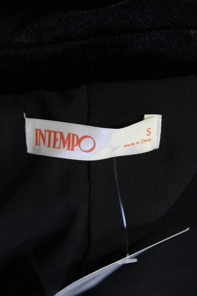 inTempo Firenze Womens Collared Single Button Velvet Blazer Black Size S