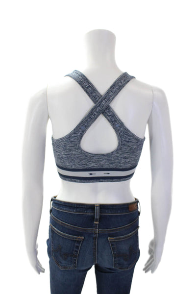 The Upside Womens Padded Striped Cross Back Sports Bra Blue Size 6