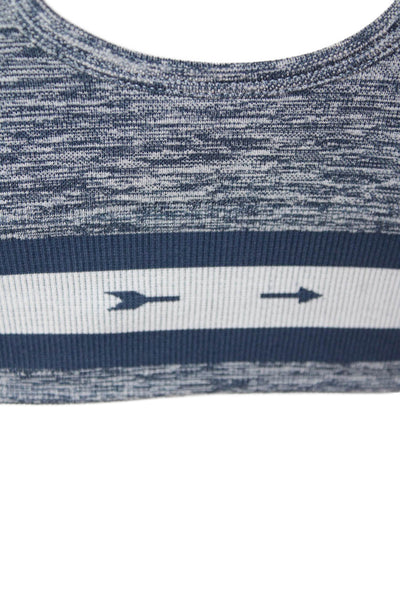 The Upside Womens Padded Striped Cross Back Sports Bra Blue Size 6