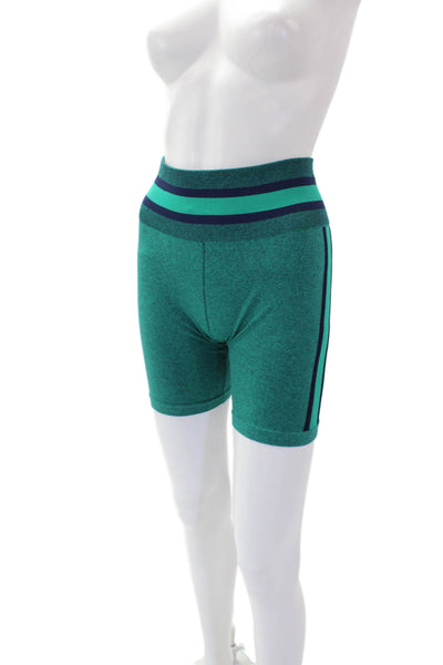 The Upside Womens Striped High Rise Athletic Biker Shorts Blue Size 6