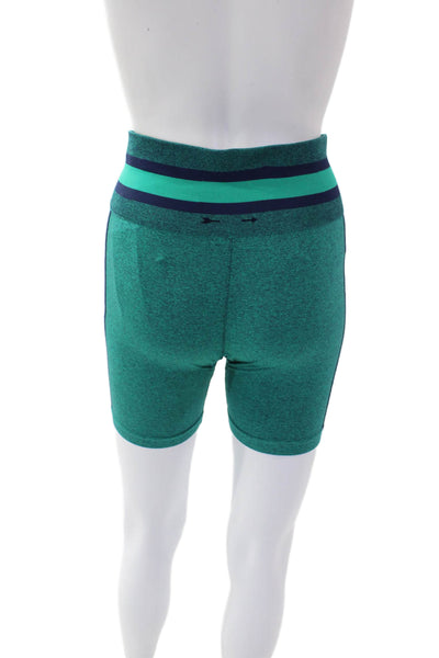 The Upside Womens Striped High Rise Athletic Biker Shorts Blue Size 6