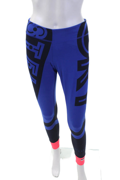 Adidas by Stella McCartney Womens Graphic Printed Cuffed Leggings Blue Size S