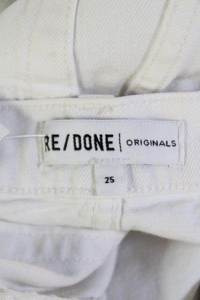 Re/Done Womens Cotton High Rise Straight Leg Button Fly Jeans White Size 25