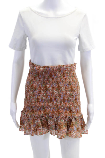 Veronica Beard Womens Cotton Floral Print Ruched Peplum Tube Top Orange Size 0