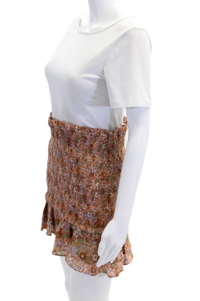 Veronica Beard Womens Cotton Floral Print Ruched Peplum Tube Top Orange Size 0