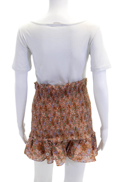 Veronica Beard Womens Cotton Floral Print Ruched Peplum Tube Top Orange Size 0