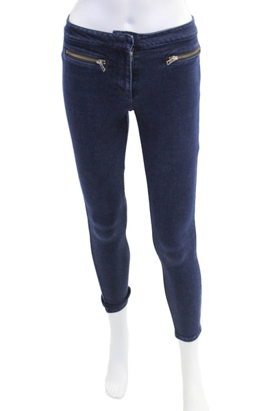 Veronica Beard Womens Denim Zipper Detail Low-Rise Skinny Jeans Blue Size 0