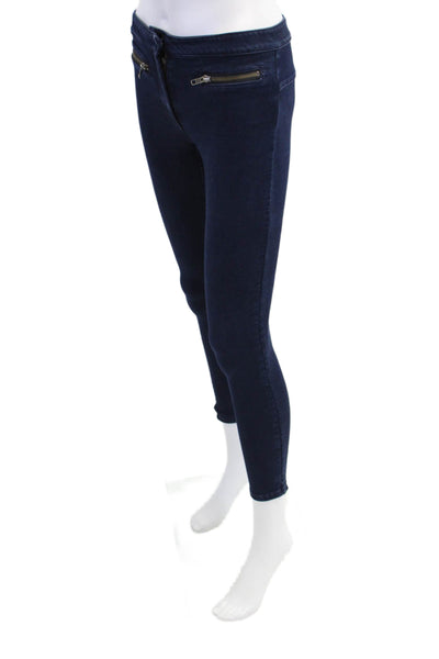 Veronica Beard Womens Denim Zipper Detail Low-Rise Skinny Jeans Blue Size 0