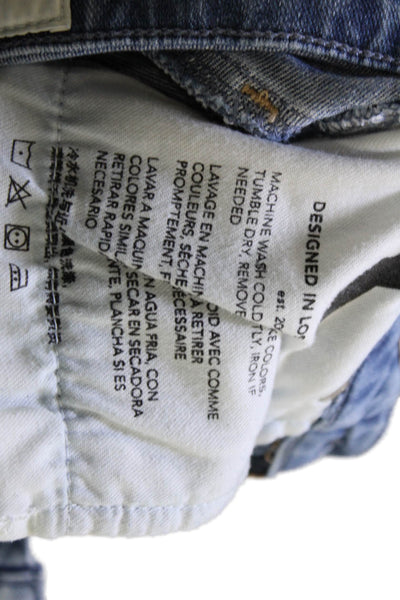 Re/Done Womens Cotton High Rise Straight Leg Button Fly Jeans White Size 25