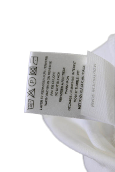 Maje Womens Round Neck Short Sleeve Button Up T-Shirt Top White Size S