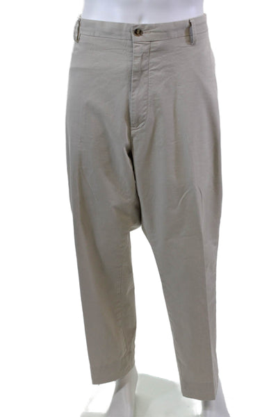 Polo Ralph Lauren Mens Cotton Zippered Tapered Dress Pants Beige Size 44
