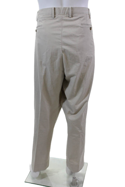 Polo Ralph Lauren Mens Cotton Zippered Tapered Dress Pants Beige Size 44