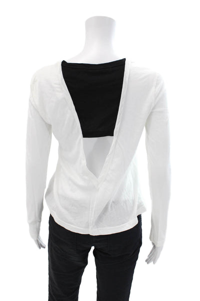 ALC Womens Cotton Back Cut Out Detail Long Sleeve Casual Top White Size S