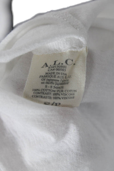 ALC Womens Cotton Back Cut Out Detail Long Sleeve Casual Top White Size S