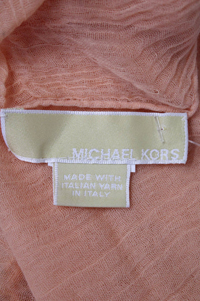 Michael Kors Womens Fringe Edge Light Weight Scarf Orange Size 70"X50"