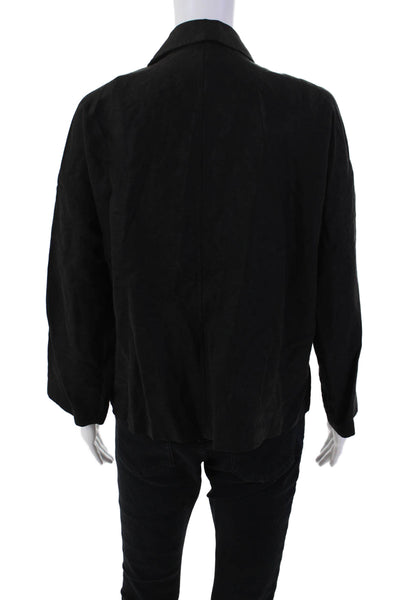 Eileen Fisher Petites Womens Long Sleeve Open Front Short Blazer Black Size PM