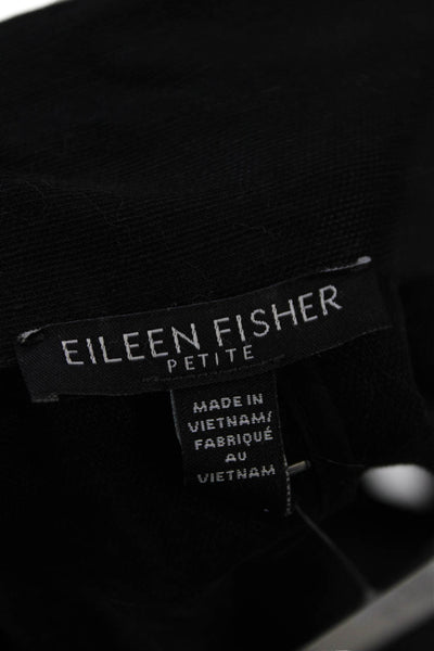 Eileen Fisher Petites Womens Long Sleeve Open Front Short Blazer Black Size PM