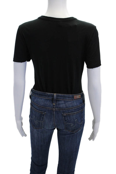 Philanthropy Womens Short Sleeves Palmer Bodysuit Tee Shirt Black Size Extra Lar