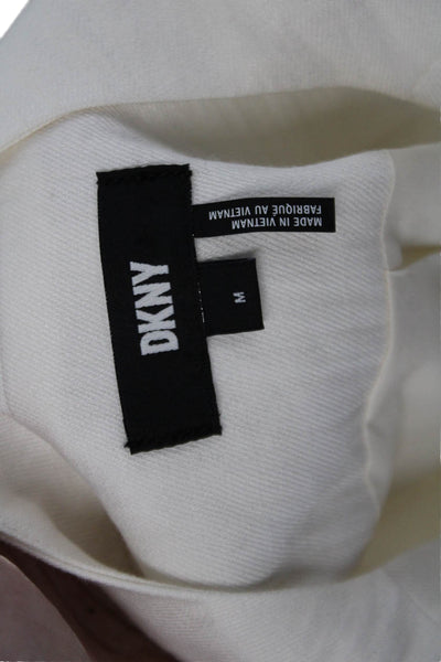 DKNY Women's Scoop Neck Sleeveless Full Zip Lined Blouse Cream Size M