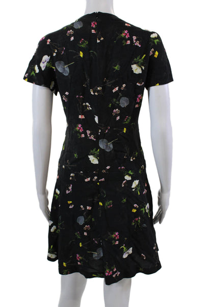 Cacharel Womens Cap Sleeve Floral Laced Detail A-Line Dress Black Size 38