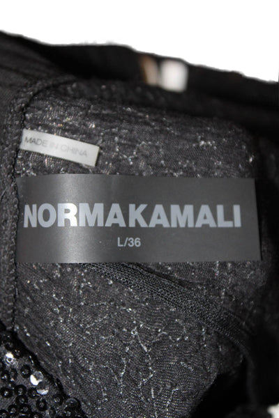 Norma Kamali Womens Sequined Pull On High Rise Shorts Black White Size Large